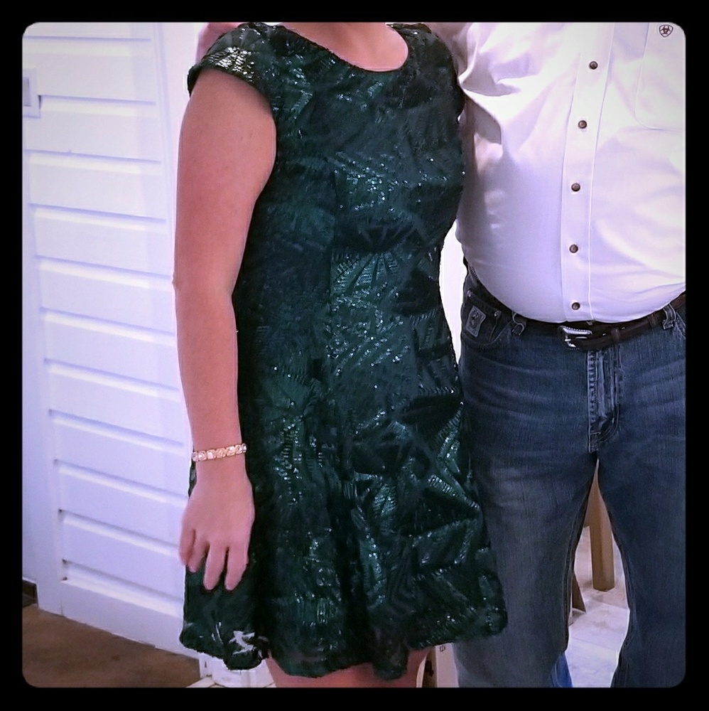Green sequin dress